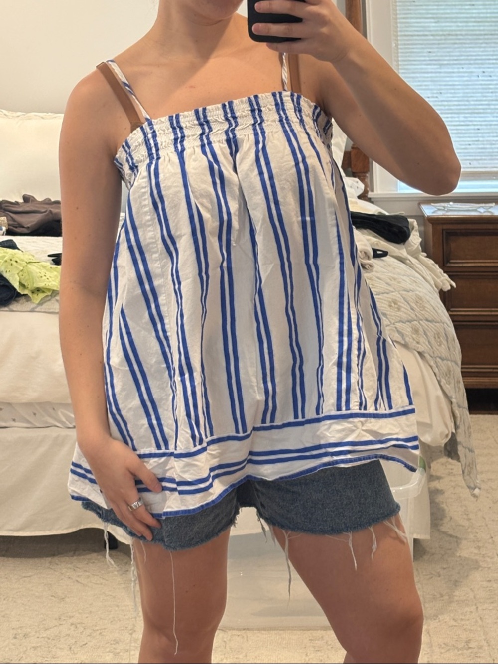 Blue and White Striped Women’s Sleeveless Summer Top
